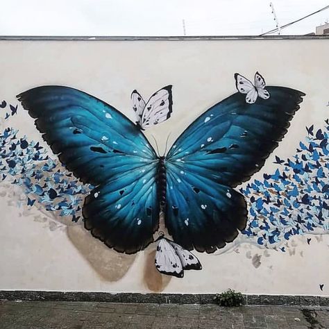 Butterfly Wings Mural, Butterfly Wall Painting, Angel Wings Wall Art, Nature Butterfly, Wall Murals Diy, Butterfly Art Painting, Wall Painting Decor, Wall Murals Painted, Murals Street Art