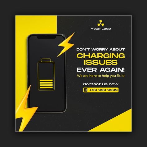 Charging issue smart phone repairing soc... | Premium Psd #Freepik #psd #issue #battery #flyer #charging Mobile Shop Design, Phone Charging Station, Ups Battery, Battery Repair, Line Phone, Mobile Charging, Mobile Battery, Social Media Post Design, Mobile Charger