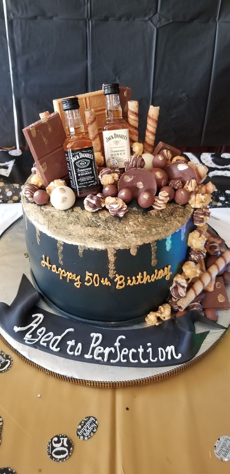 Had this Jack Daniels cake made for my dad's 50th birthday 💛 #birthday #cake #JackDaniels #candy #him 50birthday Cake For Men, Man’s 50th Birthday Cake, 40s Birthday Cake Men, 50th Cakes For Woman, Men's 50th Birthday Cake, 50th Birthday For Men Cake, 50th Birthday Cake For Husband, Cake Ideas For 50th Birthday Men, 50th Birthday Cake Man