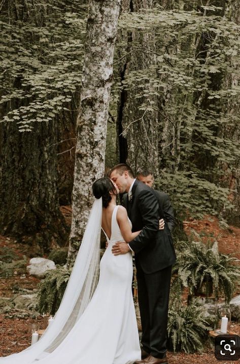 Simple Wedding Dress Low Back, Mountain Wedding Dress, Forest Wedding Dress, Jane Hill, Wedding Forest, Wedding Dress Low Back, Crepe Wedding Dress, Timeless Wedding Dress, Pnw Wedding