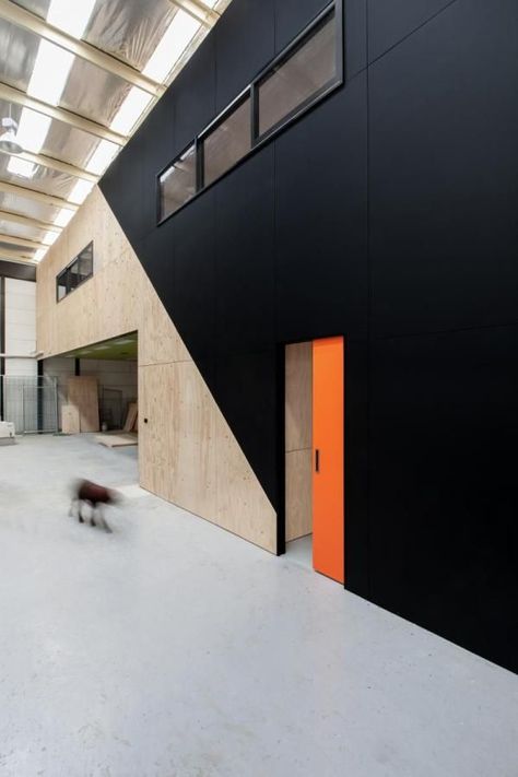 Warehouse Office, Warehouse Conversion, Orange Door, Warehouse Design, Factory Design, Building Companies, Studio Space, Office Inspiration, Office Interior Design