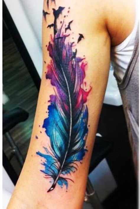 Feather Tat, Mum And Dad Tattoos, Quill Tattoo, Beautiful Angel Tattoos, Feather Tattoo Colour, Colored Tattoo Design, Mom Tattoo Designs, Feather Tattoo Design, Tattoos For Women Flowers