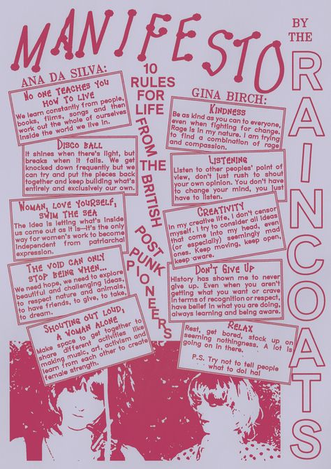 WePresent | A Manifesto by The Raincoats Punk Zine, Art Manifesto, Manifesto Poster, Feminist Punk, Professional Flyer Design, Manifesto Design, Rules For Life, Art Zine, Punk Poster