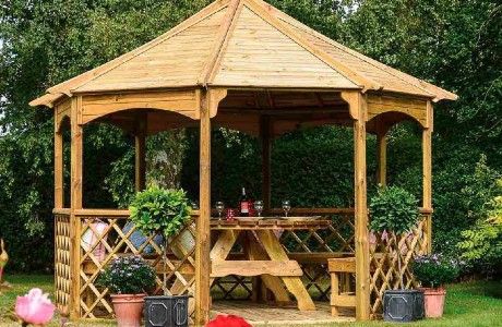 Wooden Garden Gazebo, Pergola Metal, Diy Gazebo, Modern Gazebo, Lattice Trellis, Trellis Panels, Wooden Gazebo, Pergola Design, Bench Ideas