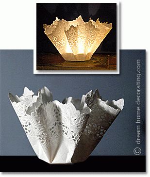 How to make recycled doily votive shades – Recycled Crafts Paper Doily Crafts, Lantern Crafts, Do It Yourself Decoration, Table Lantern, Doily Crafts, Lantern Craft, Doilies Crafts, Paper Table, Paper Doilies