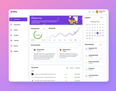 Lms Dashboard, Student Board, Portal Website, Student Dashboard, Student Portal, Creative Advertising Design, Learning Time, Learning Management System, Dashboard Design