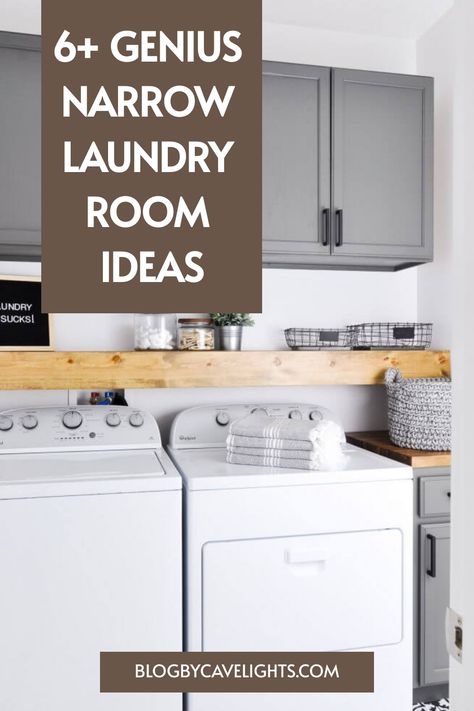 6 narrow laundry room ideas Small Laundry Room With Drop Zone, Laundry Room Narrow Layout, Small Laundry Room Makeover Farmhouse, Narrow Laundry Room Design, Long Narrow Laundry Room Ideas, Narrow Laundry Room Ideas, Narrow Laundry, Laundry Room Decor Ideas, Laundry Room Design Ideas