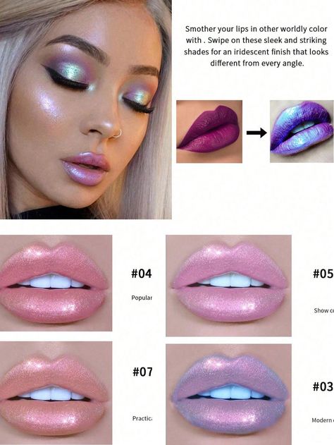 Holographic Lip Gloss, Glitter Long-Lasting Liquid Lipstick Highly Pigmented Lip Gloss | SHEIN USA Holographic Lipstick, Holographic Lips, Dream Business, Glam Looks, Liquid Lipstick, Lip Gloss, Defense, Makeup Bag, Long Lasting