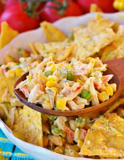 Crunchy Corn Salad with Fritos Chips Corn Salad With Fritos, Salad With Fritos, Stuffed Portobello Mushroom, Frito Corn Salad, Crunchy Corn, Fritos Corn Chips, Stuffed Portobello Mushrooms, Stuffed Portobello, Side Salads