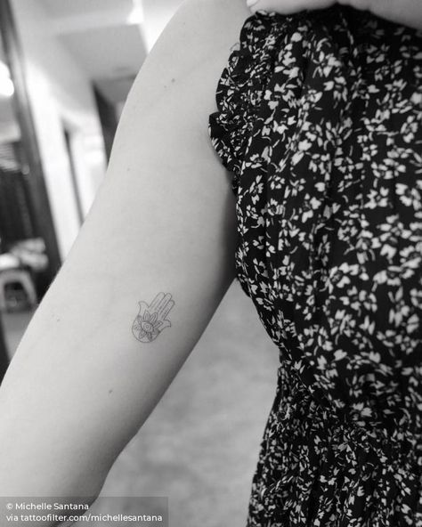 Hamsa tattoo on Christina Galbato. Hamsa Tattoo Meaning, Small Hamsa Tattoo, Hand Tattoos Pictures, Fatima Hand Tattoo, Hand Tattoo Images, Hamsa Hand Tattoo, Faith Tattoo On Wrist, Arabic Culture, Inner Arm Tattoos