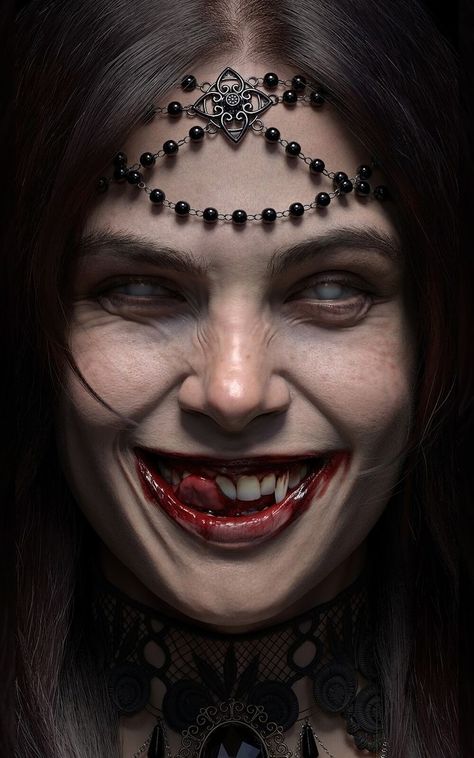 Dark Artwork, Vampires And Werewolves, Vampire Girls, Vampire Art, Horror Tattoo, Vampire Academy, Vampire Knight, Face Photography, Dark Tattoo