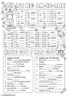 To Be And To Have Worksheets, Be Do Have, Has Have, Verb To Be, Materi Bahasa Inggris, Grammar For Kids, English Exercises, To Have, Verb Worksheets