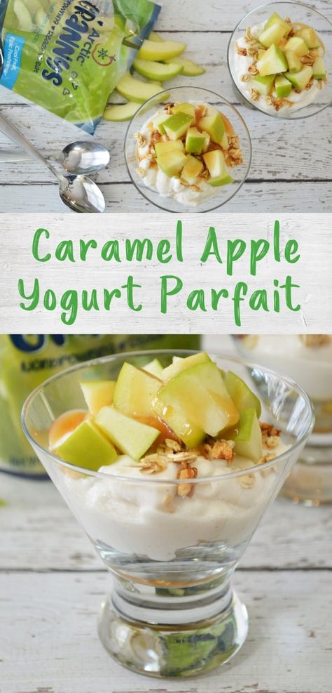 Caramel Apple Yogurt Parfait Yogurt Parfait Healthy, Parfait Healthy, Healthy Yogurt Parfait, Apple Yogurt, Yogurt Recipes Healthy, Healthy Parfait, Healthy Kid Friendly Meals, Breakfast In A Jar, Apple Snacks