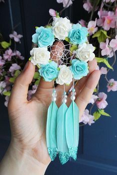 Glitter Turquoise Car Dreamcatcher: Interior Car Accessory For Drátěná Socha, Teal Car, Turquoise Car, Turquoise Dream Catcher, Atrapasueños Diy, Dream Catcher Patterns, Dream Catcher Tutorial, Car Dream, Cars Accessories