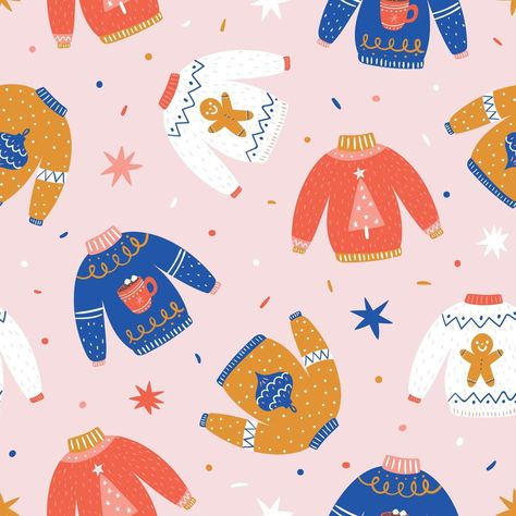 Winter Aesthetic Illustration, Christmas Sweater Illustration, Christmas Pattern Illustration, Sweater Illustration, Winter Motifs, Graphics Aesthetic, Ugly Sweater Pattern, Winter Graphics, Graphics Background