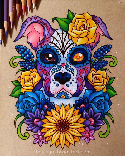 Sugar Skull Painting, Skull Animal, Sugar Skull Tattoo, Sugar Skull Artwork, Day Of The Dead Art, Sugar Skull Tattoos, Day Of Dead, Skull Painting, Sugar Skull Art