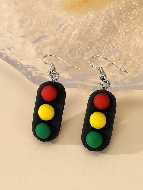 Multicolor Fashionable Collar  Polyresin   Embellished   Fashion Jewelry Clay Earrings Dangle, Silly Jewelry, Airclay Ideas, Silly Earrings, Crazy Earrings, Weird Jewelry, Embellished Fashion, Funky Earrings, Light Earrings