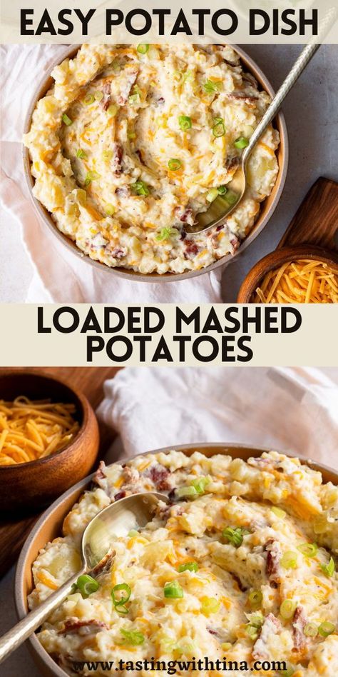 This loaded mashed potatoes recipe is a must-try for any occasion. It brings together the comforting creaminess of classic mashed potatoes with a delicious twist. Whether you are looking to elevate your everyday meals or looking for an impressive side for a special gathering, these mashed potatoes are your ticket! Loaded Mashed Potatoes Recipe, Potato Dishes Easy, Green Onions Recipes, Classic Mashed Potatoes, Loaded Mashed Potatoes, Best Mashed Potatoes, Mashed Potatoes Recipe, Easy Potato Recipes, Easy Baked Chicken