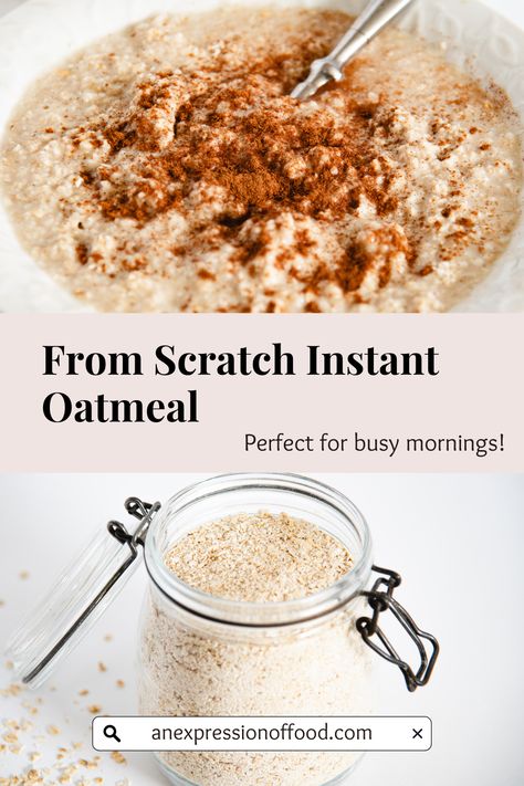 This easy homemade instant oatmeal recipe is perfect for busy mornings! This recipe takes less than 30 minutes to make and calls for just 3 simple ingredients. It’s yummy, easy to make, and a great time saver. Plus this recipe teaches how to make your own homemade instant oatmeal packets! How To Make Instant Oatmeal, Instant Oatmeal Recipes, Quick Cooking Oats, Homemade Instant Oatmeal, Oatmeal Ideas, Whole Grain Oatmeal, Instant Oatmeal Packets, Oatmeal In A Jar, Homemade Oatmeal