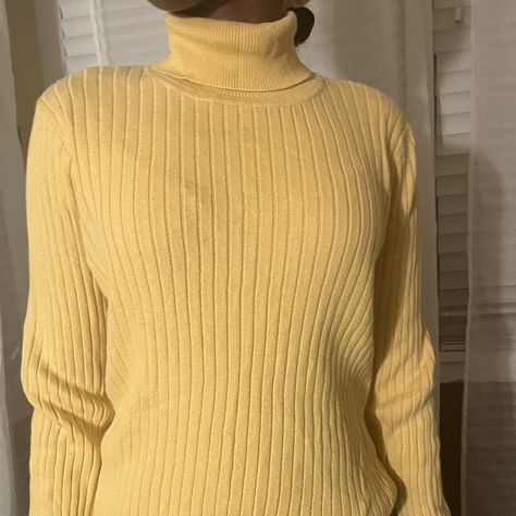 yellow pleated long sleeve turtleneck sweater - Depop Yellow Turtleneck, Yellow Jumper, Yellow Sweater, Long Sleeve Turtleneck, Skirt Leather, Coat Dress, Sweater Skirt, Turtleneck Sweater, Sweatshirt Shirt