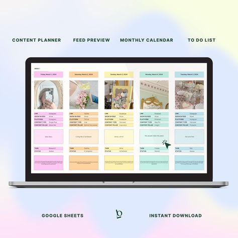 Social media planner template | Google Sheets monthly content calendar | Content planner for Instagram, small business, creators, marketing Monthly Content Calendar, Social Media Planner Template, Pillar Content, Instagram Small Business, Social Media Content Planner, Content Calendar, Media Planner, Content Planner, Social Media Planner