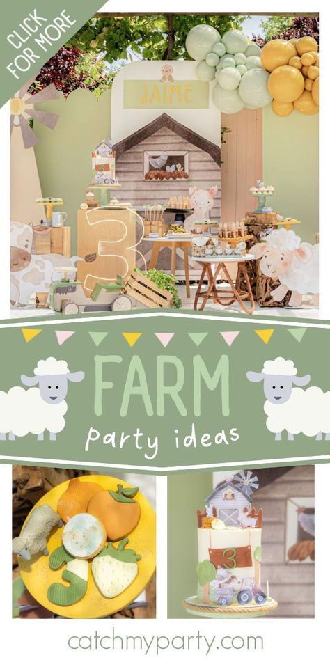 Check out this fun farm-themed birthday party! The cake is fantastic! See more party ideas and share yours at CatchMyParty.com Farm Themed Birthday Party Boys, Farm Party Food Ideas, Farm Birthday Party Food Ideas, Farm Party Ideas, Farm Party Foods, Farm Birthday Cakes, Birthday Party Menu, Farm Themed Birthday Party, Party Food Ideas