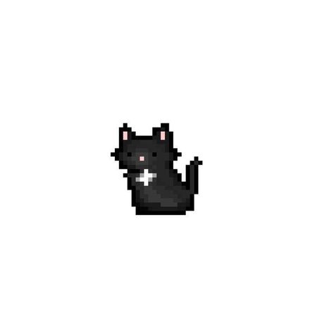 Pixel Art, Black Cat, Black, Art