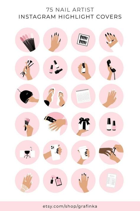 Inspiration for Instagram Story Covers Highlight Instagram Icons Nails, Nails Instagram Story, Aesthetic Nail, Instagram Story Highlight Covers, Instagram Story Highlight, Salon Art, Pink Instagram, Instagram Nails, Free Brush