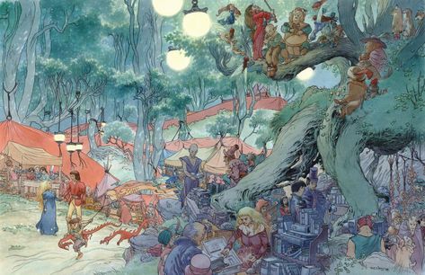 Stardust, The Fairy Market, Neil Gaiman and Charles Vess Stardust Neil Gaiman, Charles Vess, Fairytale Illustration, Pop Culture Art, Neil Gaiman, Fantasy Artist, Fantasy Books, Stardust, Dungeons And Dragons