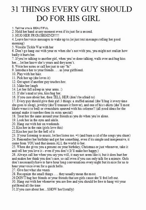 Things Guys Should Do In A Relationship, Relationship Firsts List, Thoughtful Things To Do For Girlfriend, Perfect Bf Checklist, Things That Guys Do That Girls Love, Should I Date This Guy, Sweet Things To Do For Your Girlfriend, Perfect Girlfriend List, Sweet Things To Say To Your Girlfriend