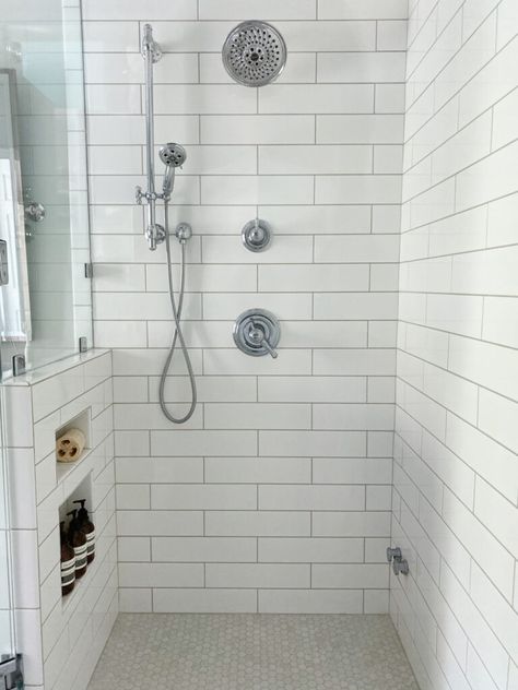 Hidden Shower, Built In Vanity, Knee Wall, Full Bathroom Remodel, Bathroom Features, Wall Niche, Master Bath Remodel, Shower Niche, Bathroom Remodel Shower