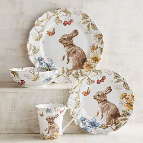 Sofie the Bunny Dinnerware #affiliate Rabbit Ceramic, Easter Tablecloth, Easter Plates, Setting Ideas, Bunny Decor, Easter Table Decorations, Porcelain Dinnerware, Spring Easter Decor, Indoor Patio Furniture