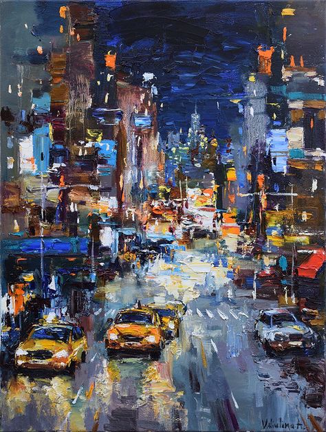 Night City Street - Original urban landscape painting(Sold… | Flickr Kevin Hill Paintings, Urban Landscape Art, Night City Street, Urban Landscape Painting, Cityscape Paintings, City Landscapes, Personal Investigation, Urbane Kunst, Street Painting