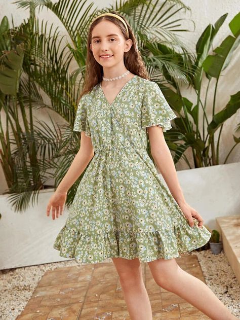 Casual Teen Dress, Olive Outfits, Frock For Teens, Posh Dresses, Girls Spring Outfits, Kids Summer Dresses, Beachy Dresses, Dresses Shein, Formal Dresses For Teens