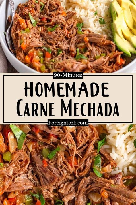 Carne Mechada is flavorful, tender shredded beef perfect for tacos, arepas or on a plate of Pabellon Criollo. This amazing beef is slow-cooked and finished on the stove top to sear in the flavor. Carne Mechada Venezuela Recipe, South American Recipes, American Recipes, Easy Summer Meals, Shredded Beef, Quick Lunches, Global Recipes, Slow Cooked, Dinner Dishes