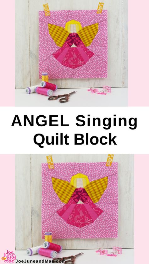 Christmas quilt is really fun! Learn to make this Angel Singing quilt block. This christmas quilt pattern is very easy to follow. Grab this quilt pattern now! #joejuneandmae #fabriccraft #christmasquiltpatterns #angelsingingquiltblock Table Runners Diy, Arts And Crafts Decor, Angel Quilt, Modern Christmas Quilt, Fabric Christmas Decorations, Christmas Barn, Quilt Blocks Easy, Christmas Quilt Blocks, Quilted Projects