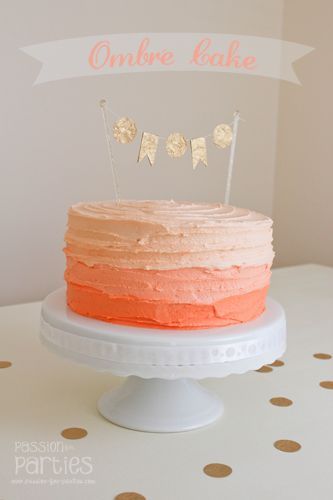 ombre cake | Ombre Cakes Peach Frosting, Ombré Cake, Ombre Cake, Pastel Orange, Baby Bunting, Orange Ombre, Orange Cake, Cake Frosting, Rainbow Cake