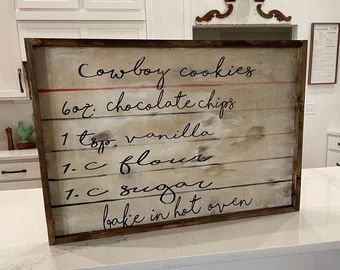 PinkSiloCo - Etsy Cowboy Cookies Recipe, Vintage Inspired Kitchen, French Signs, Cowboy Cookies, Farmhouse Style Decor, Unique Farmhouse, Cottage Charm, Hand Painted Wood Sign, Kitchen Sign