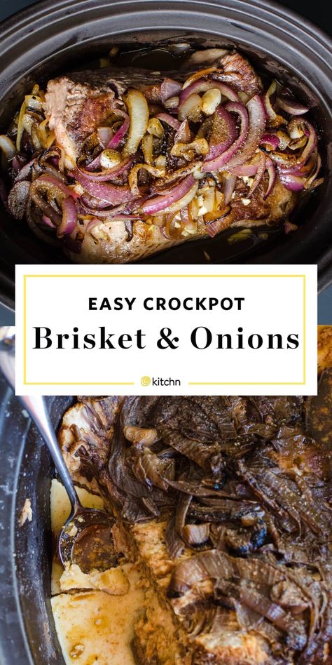 Slow Cooker Brisket and Onions Recipe Crockpot Brisket, Slow Cooker Brisket, Crock Pot Beef, Resep Pasta, Beef Brisket Recipes, Brisket Recipes, Onion Recipes, Crock Pot Slow Cooker, Kielbasa