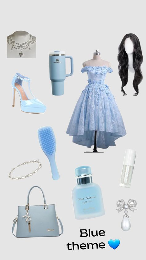 #Blueee #cute #profit #... Cinderella Inspired Outfit, Light Blue Dress Outfit, Descendants Auradon, Blue Dress Outfits, Light Blue Dress, Light Blue Dresses, Royale High, Outfits Casual, Descendants