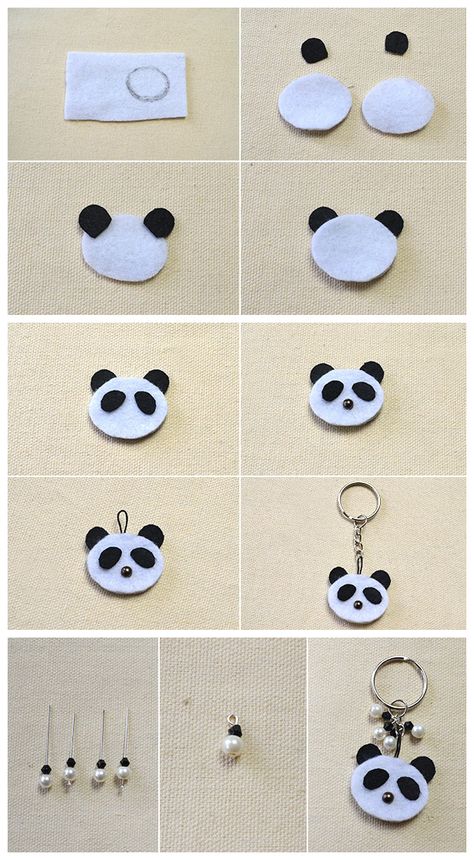 #Beebeecraft tutorials on making black and white #panda felt #keychain Kids Keychain Craft, Panda Crafts For Kids, Panda Bear Crafts, Panda Gift Ideas, Panda Crafts, Beebeecraft Tutorials, Panda Craft, Felt Keyring, Felt Keychain