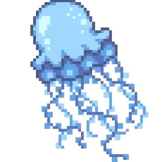 8 Bit, Jellyfish, Video Game, Pixel Art, Jelly, Blue, Art