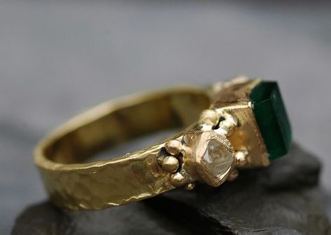 Here’s a bespoke ring from a few years ago; it remains one of my favourites. I built it around a huge uncut Swat Valley emerald crystal, and two high-clarity uncut diamonds. The metal is recycled 18k yellow gold. This ring went to a client whom I have worked with over and over again throughout the years. I’ve included a screenshot of the very sweet feedback that she left me after she received the ring. #Emerald #EmeraldRing #RoughEmerald #RoughDiamond #YellowGold #ring #Handmade #Etsy #Jewe... Swat Valley, She Left Me, Emerald Crystal, Raw Emerald, Wax Carving, Bespoke Rings, She Left, Ring Emerald, Uncut Diamond