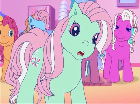 My little pony a charming birthday minty sparkleworks rainbow dash sweetberry and cotton candy Minty Mlp Fanart, My Little Pony 2000s, My Little Pony Gen 3, Minty Mlp, G3 Mlp, Mlp Screencaps, Old My Little Pony, Mlp G3, Toro Inoue