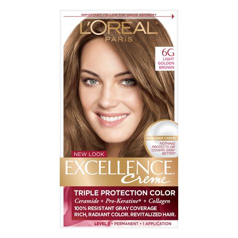 LOREAL EXCELLENCE 2PK, LIGHT GOLD BROWN | L'Oreal Paris Excellence Hair Color, Light Golden Brown, 2 Pack Dark Golden Blonde Hair Color, Dark Golden Blonde Hair, Light Golden Brown Hair Color, Light Golden Brown Hair, Golden Blonde Hair Color, Dark Golden Blonde, Golden Brown Hair Color, Grey Hair Coverage, Best Hair Dye