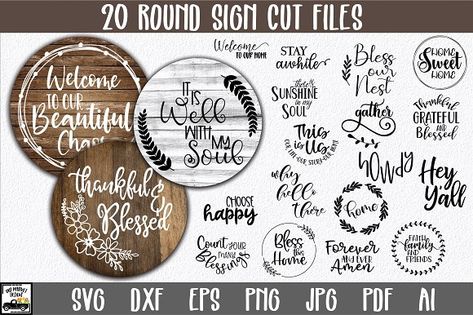 Charger Plate Crafts, Door Signs Diy, Round Wood Sign, Decal Paper, Cricut Tutorials, Cricut Creations, Cricut Projects Vinyl, Diy Signs, Farmhouse Signs