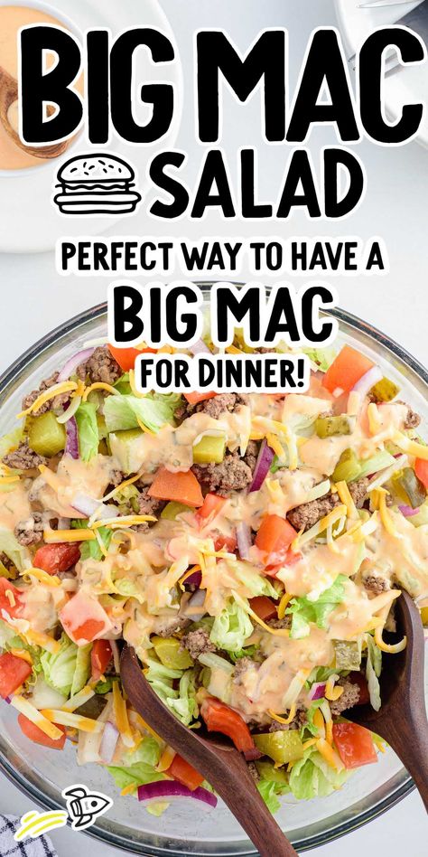 Big Mac Salad Recipe, Cheeseburger Salad Recipe, Mac Salad Recipe, Mac Sauce, Big Mac Salad, Plats Healthy, Princess Pinky Girl, Mac Salad, Pinky Girl