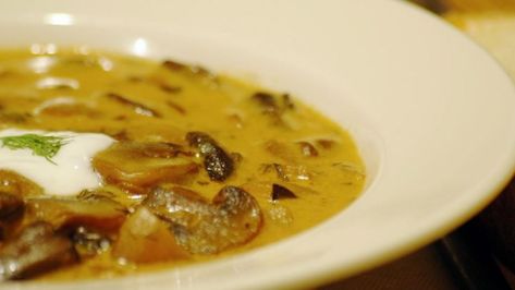 Hungarian Mushroom Soup Recipe - Allrecipes.com Sweet Restaurant, Peanut Butter Noodles, Hungarian Mushroom, Best French Onion Soup, Chicken Curry Soup, Hungarian Mushroom Soup, Butter Noodles, Mushroom Soup Recipe, Cooking Wild Rice