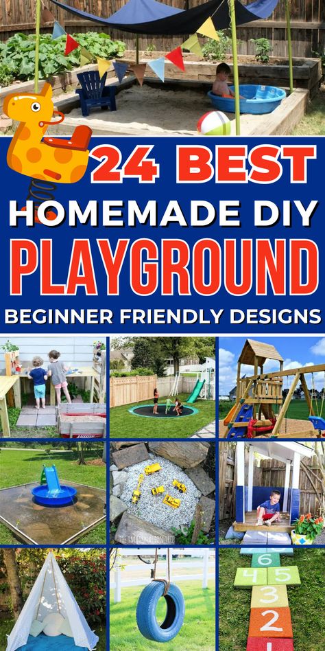 24 Innovative DIY Playground Designs to Delight Kids of All Ages Diy Outdoor Playground, Diy Playground Ideas, Daycare Playground, Austin Elopement, Fun Summer Ideas, Playground Backyard, Kids Outdoor Play Equipment, Outside Playground, Diy Kids Playground