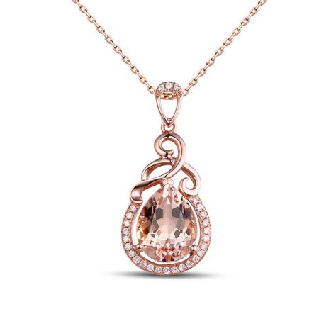 Gold Necklace For Women, Morganite Pendant, Engagement Necklaces, Rose Gold Morganite, Gold Necklace Women, Lovely Necklace, Water Drop, Rose Gold Necklace, Rose Gold Color